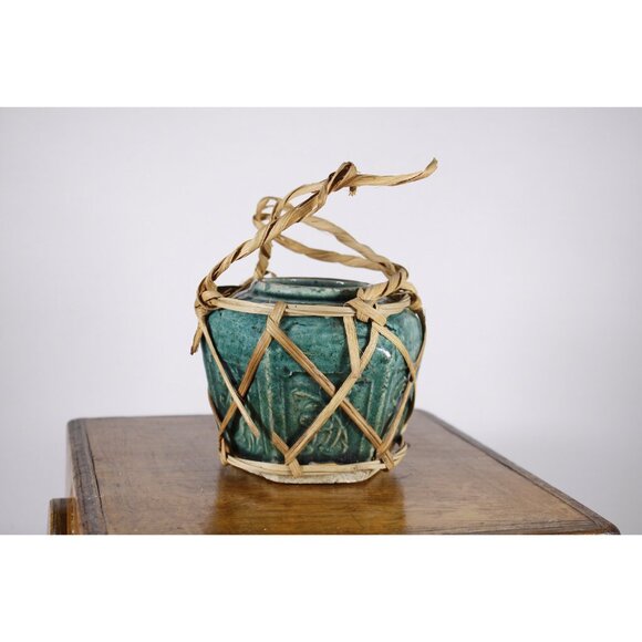 Antique Chinese hexagonal green ginger jar, blue green ginger jar, Chinese small - Picture 4 of 10